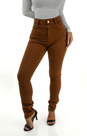 CALÇA JEANS FEMININA - SKINNY MARROM