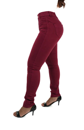 CALÇA JEANS FEMININA - SKINNY BORDÔ