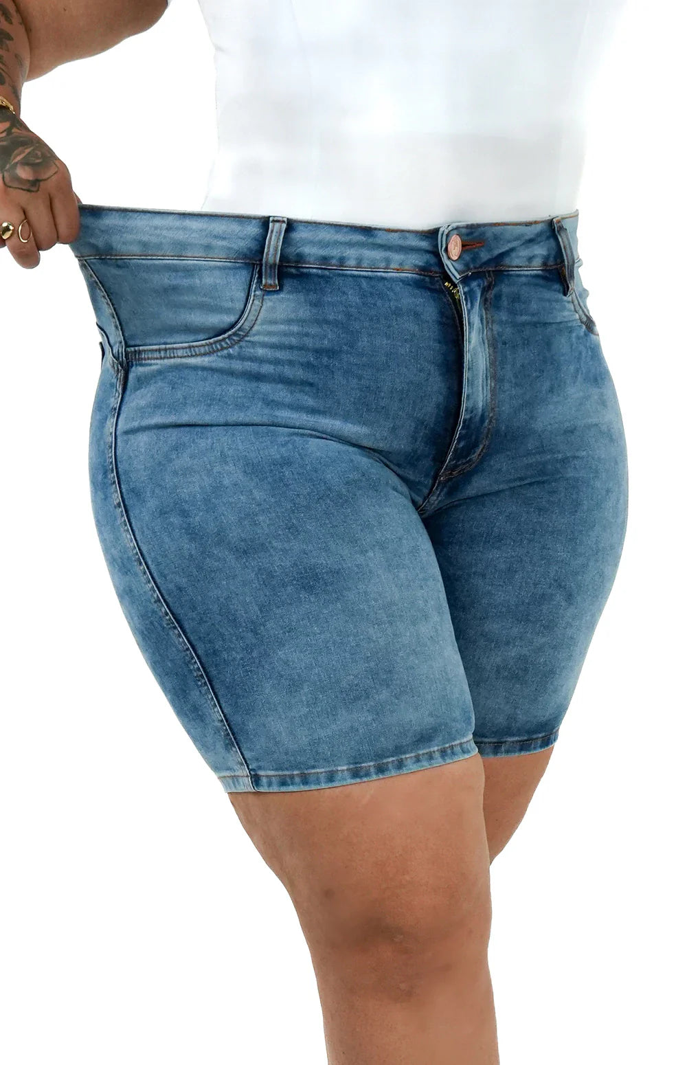 SHORTS JEANS MEIA COXA - MARMORIZADO