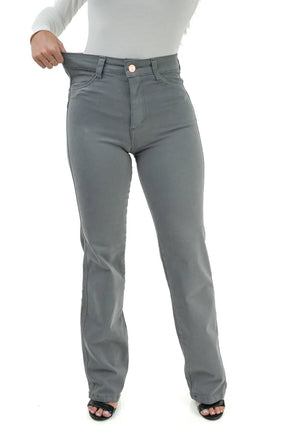CALÇA JEANS FEMININA - RETA CINZA