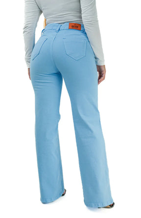 CALÇA JEANS FEMININA - WIDE LEG AZUL BEBÊ