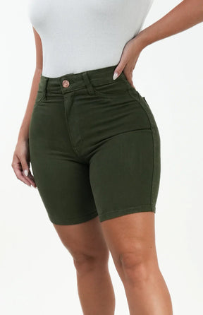 SHORTS JEANS MEIA COXA - VERDE MILITAR