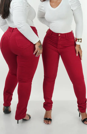 CALÇA JEANS FEMININA - SKINNY VERMELHO INTENSO