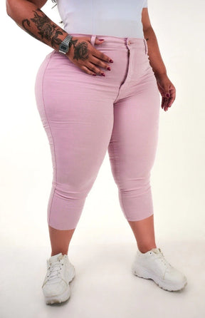 CALÇA JEANS FEMININA - CAPRI ROSA BEBÊ