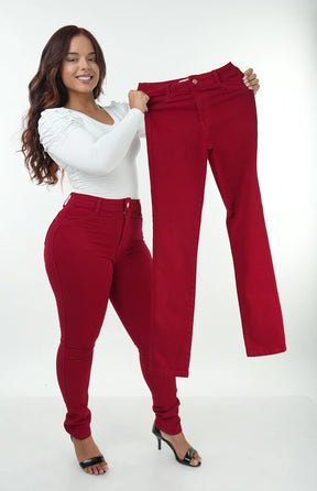CALÇA JEANS FEMININA - SKINNY VERMELHO INTENSO