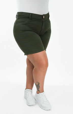 SHORTS JEANS MEIA COXA - VERDE MILITAR
