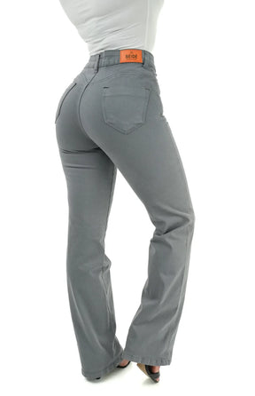 CALÇA JEANS FEMININA - RETA CINZA