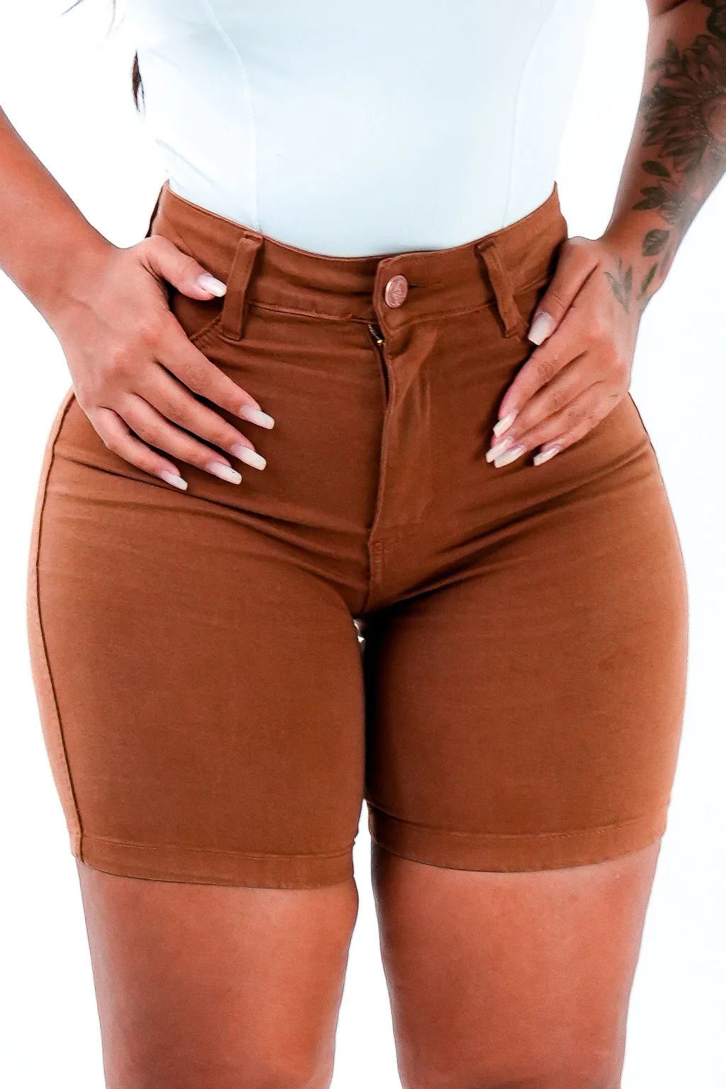 SHORTS JEANS MEIA COXA - TERRACOTA