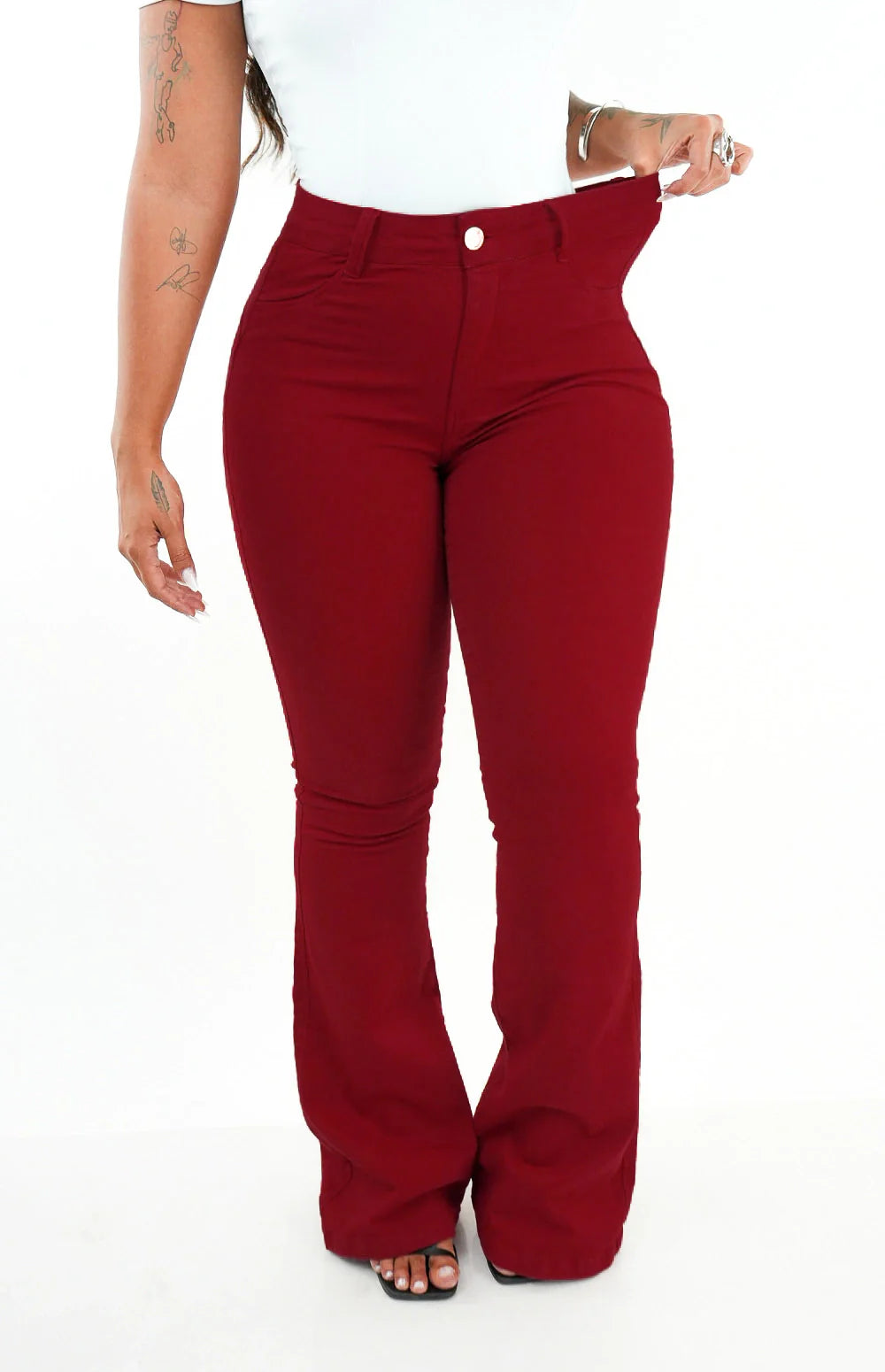 CALÇA FEMININA - FLARE VERMELHO INTENSO