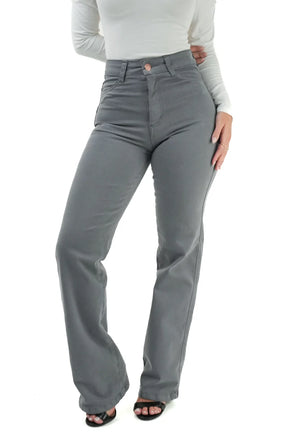 CALÇA JEANS FEMININA - RETA CINZA
