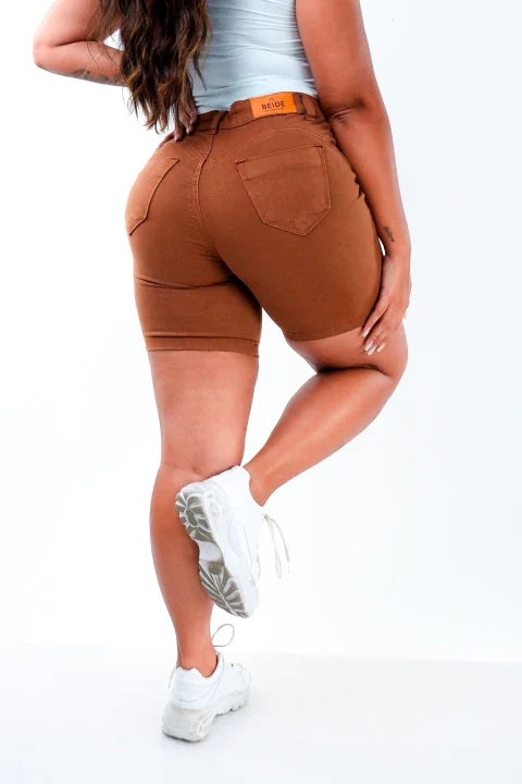 SHORTS JEANS MEIA COXA - TERRACOTA