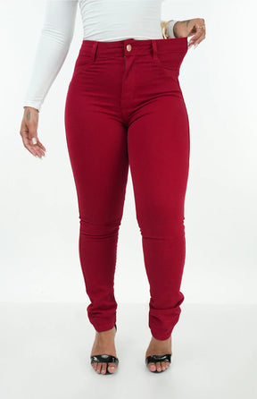 CALÇA JEANS FEMININA - SKINNY VERMELHO INTENSO