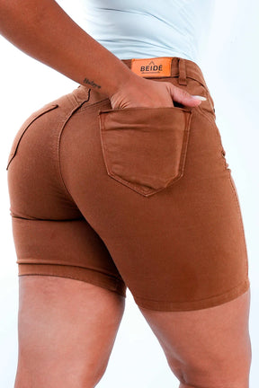 SHORTS JEANS MEIA COXA - TERRACOTA