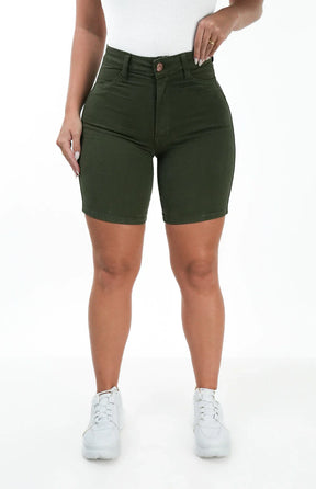 SHORTS JEANS MEIA COXA - VERDE MILITAR