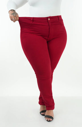 CALÇA JEANS FEMININA - SKINNY VERMELHO INTENSO