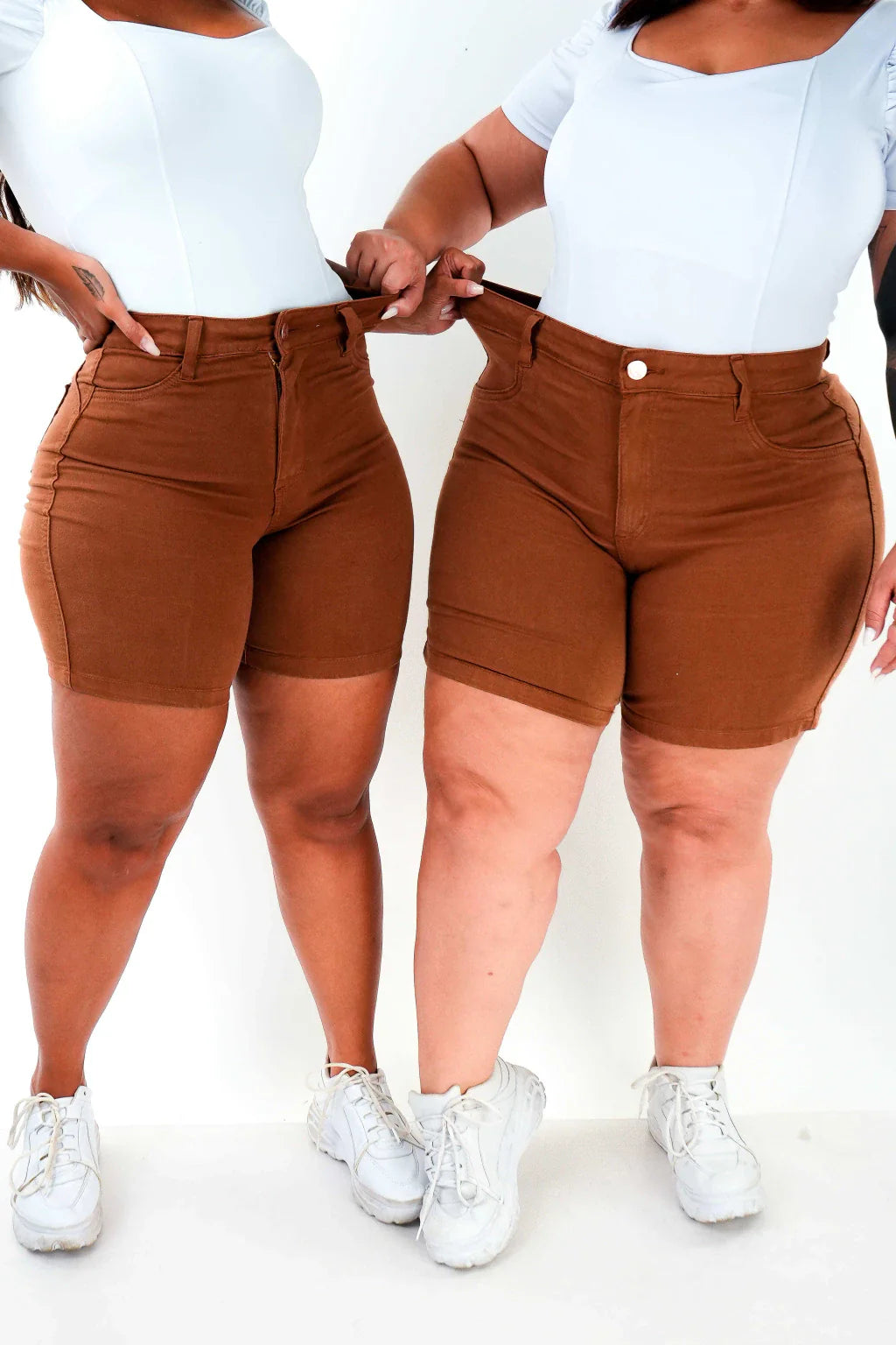 SHORTS JEANS MEIA COXA - TERRACOTA