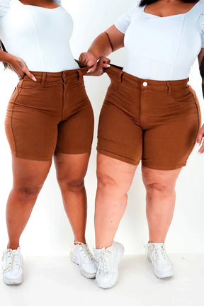SHORTS JEANS MEIA COXA - TERRACOTA