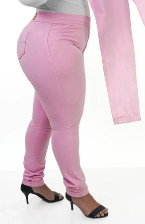CALÇA JEANS PLUS SIZE - EXTREME POWER COMFY ROSA BEBÊ