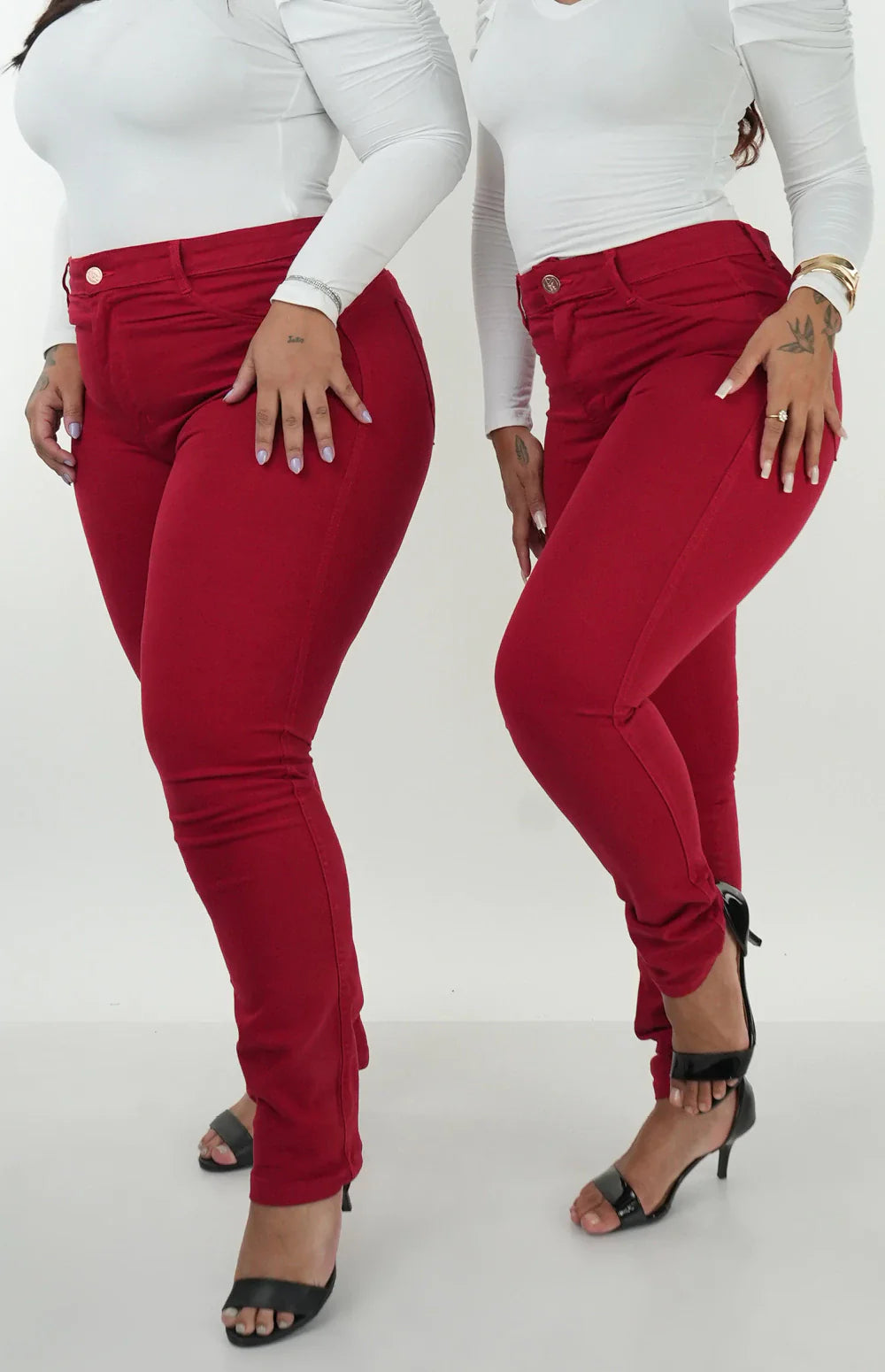 CALÇA JEANS FEMININA - SKINNY VERMELHO INTENSO