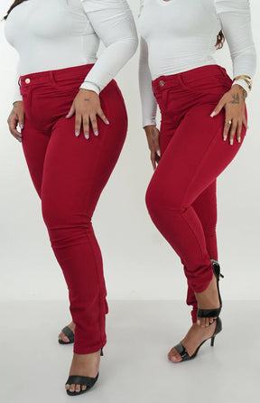 CALÇA JEANS FEMININA - SKINNY VERMELHO INTENSO