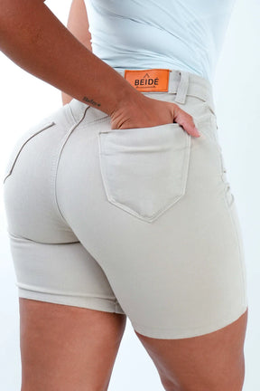SHORTS JEANS MEIA COXA - NUDE CHIC