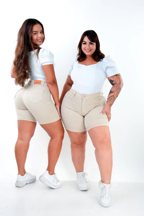 SHORTS JEANS MEIA COXA - NUDE CHIC