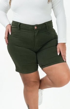 SHORTS JEANS MEIA COXA - VERDE MILITAR