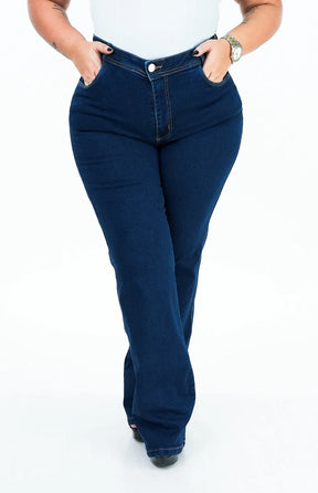 CALÇA JEANS FEMININA - WIDE LEG COM ELASTANO