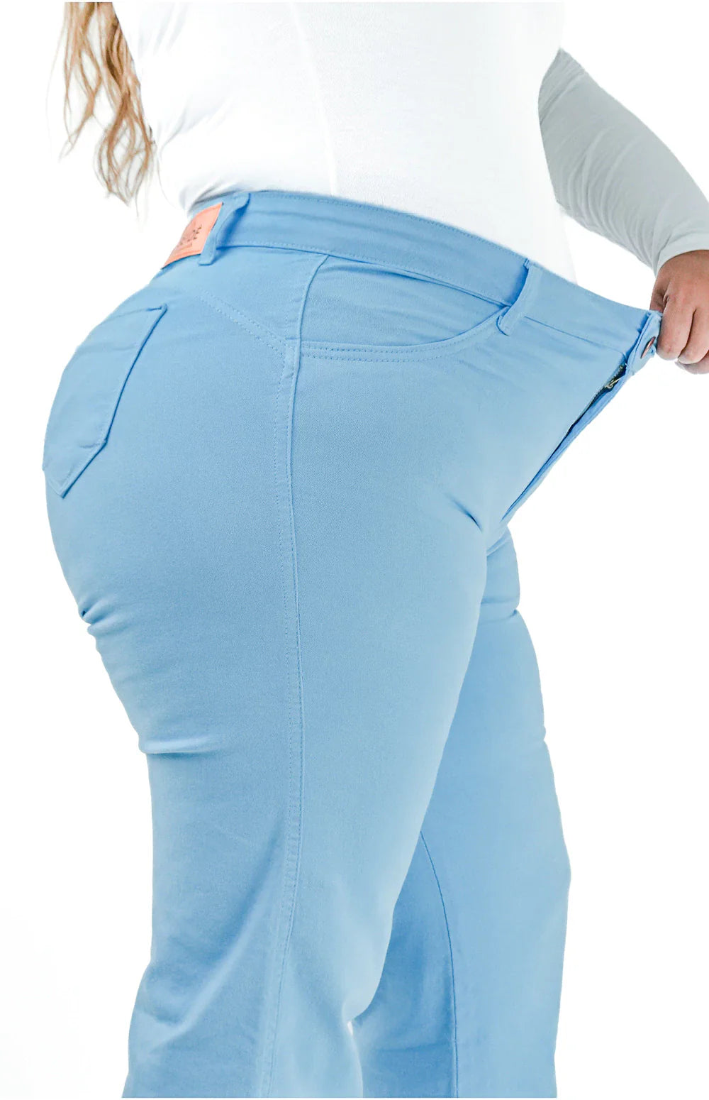 CALÇA JEANS FEMININA - WIDE LEG AZUL BEBÊ