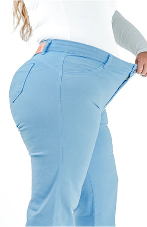 CALÇA JEANS FEMININA - WIDE LEG AZUL BEBÊ