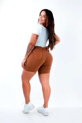 SHORTS JEANS MEIA COXA - TERRACOTA
