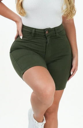 SHORTS JEANS MEIA COXA - VERDE MILITAR