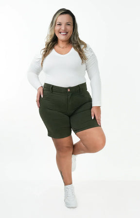 SHORTS JEANS MEIA COXA - VERDE MILITAR