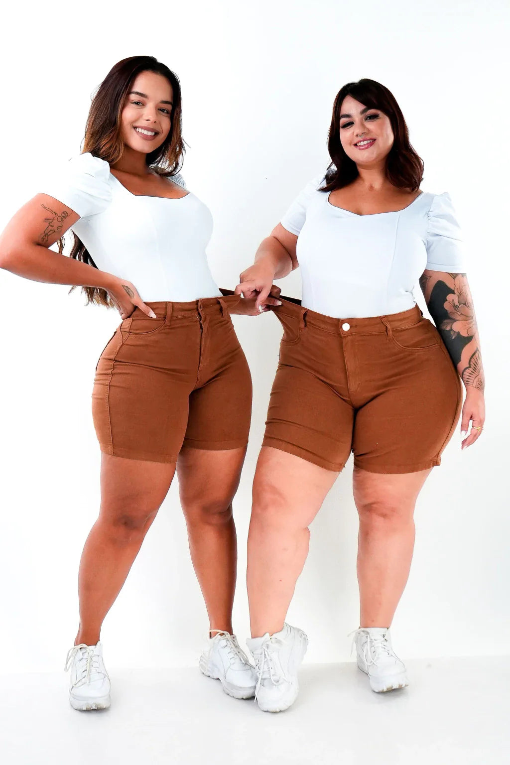 SHORTS JEANS MEIA COXA - TERRACOTA