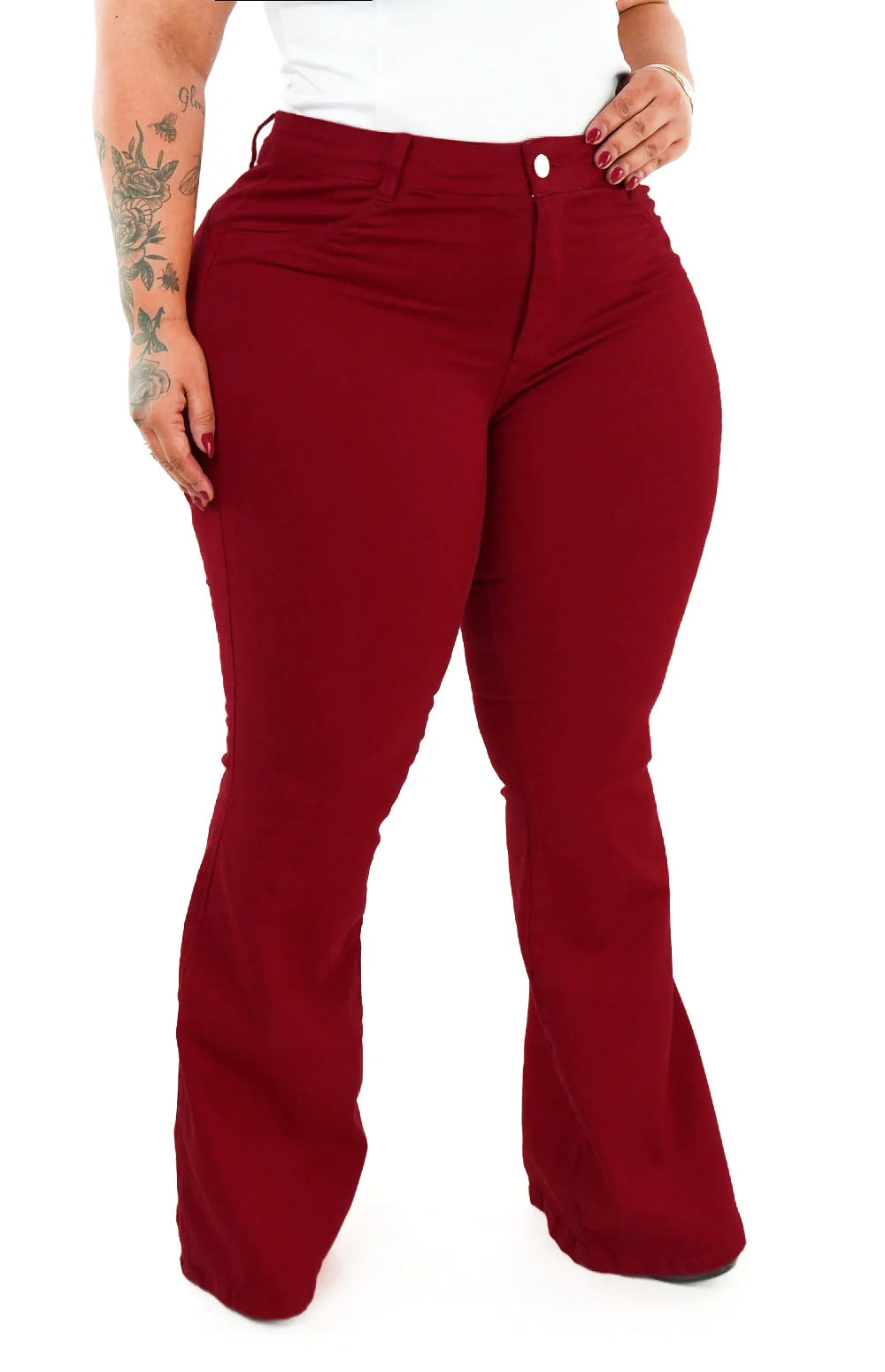 CALÇA FEMININA - FLARE VERMELHO INTENSO