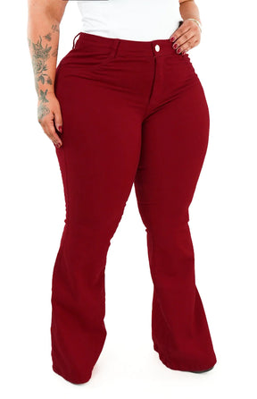CALÇA FEMININA - FLARE VERMELHO INTENSO