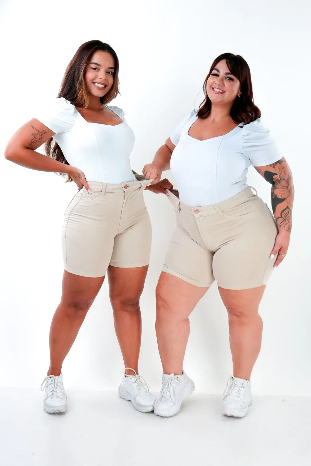 SHORTS JEANS MEIA COXA - NUDE CHIC