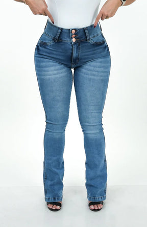 CALÇA JEANS FEMININA - FLARE TRIMODELADORA