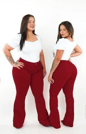 CALÇA FEMININA - FLARE VERMELHO INTENSO