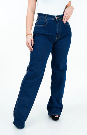 CALÇA JEANS FEMININA - WIDE LEG COM ELASTANO