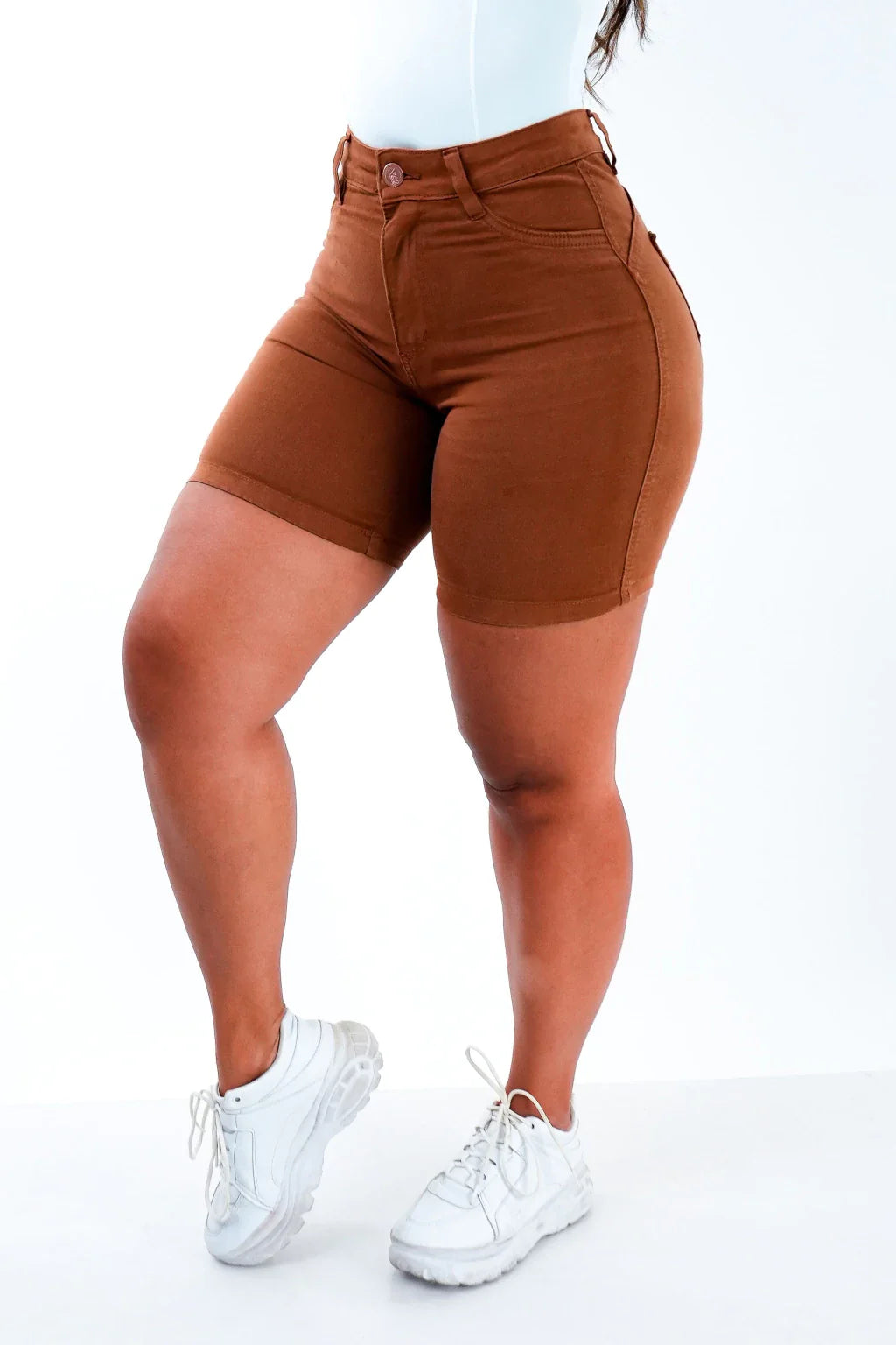 SHORTS JEANS MEIA COXA - TERRACOTA