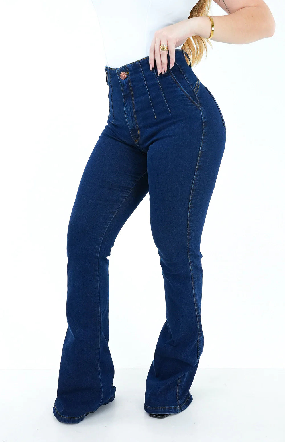 CALÇA JEANS FEMININA - FLARE HIPER MODELADORA CURVES
