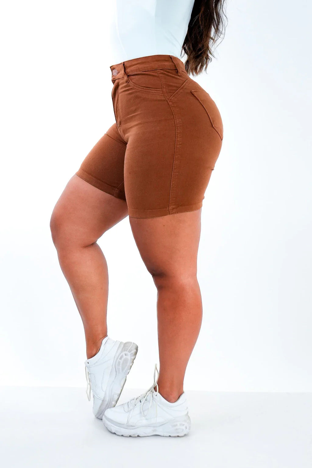 SHORTS JEANS MEIA COXA - TERRACOTA