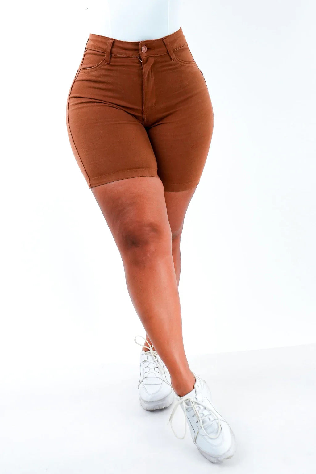 SHORTS JEANS MEIA COXA - TERRACOTA