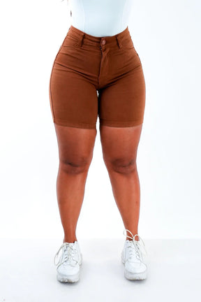 SHORTS JEANS MEIA COXA - TERRACOTA