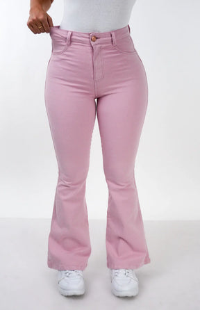 CALÇA JEANS FLARE PARA BAIXINHAS - ROSA BEBÊ