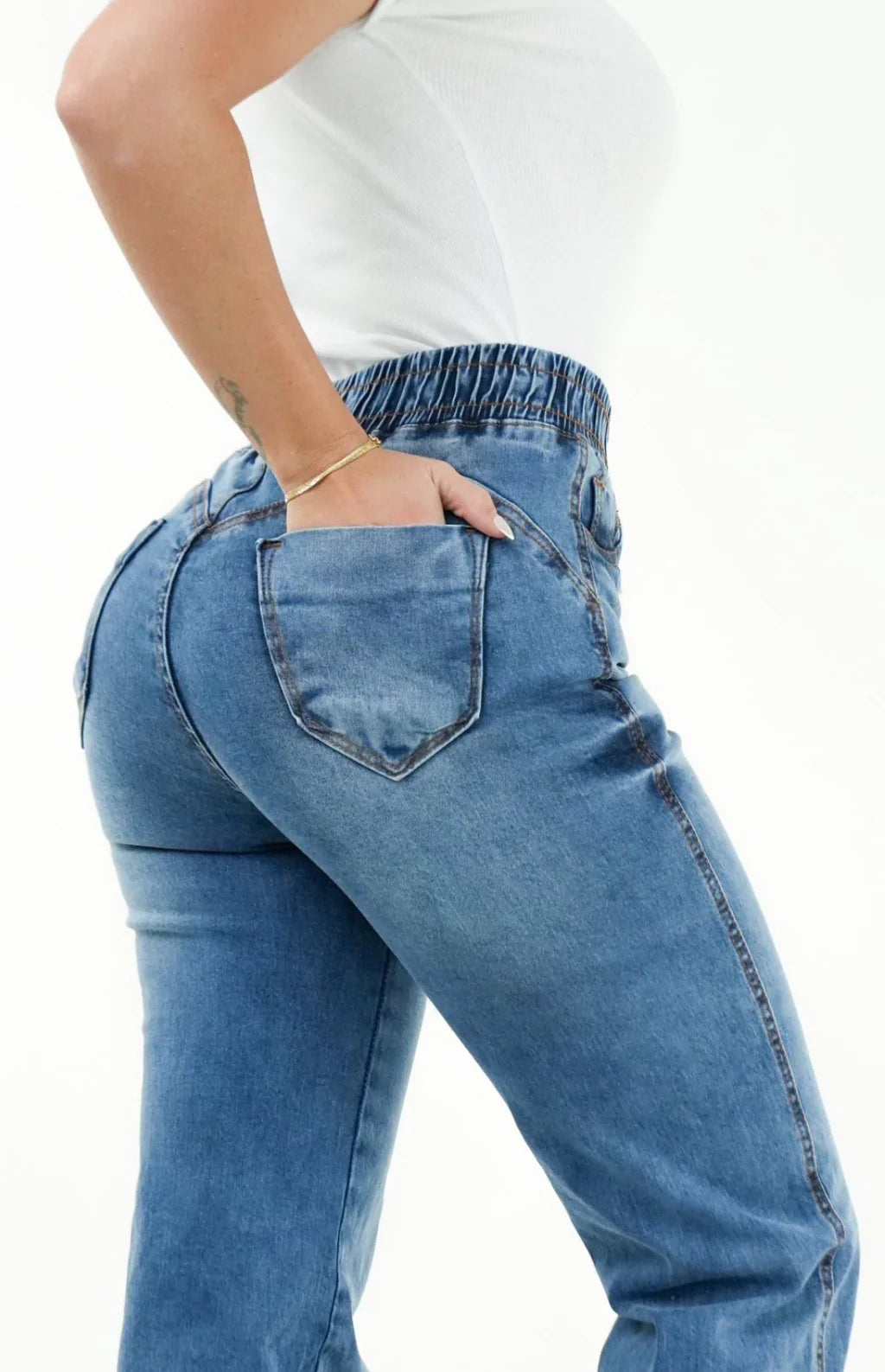 CALÇA JEANS FEMININA - WIDE LEG CINTURA ELÁSTICA MALDIVAS