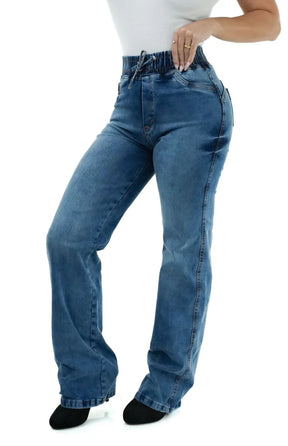 CALÇA JEANS FEMININA - WIDE LEG CINTURA ELÁSTICA MALDIVAS