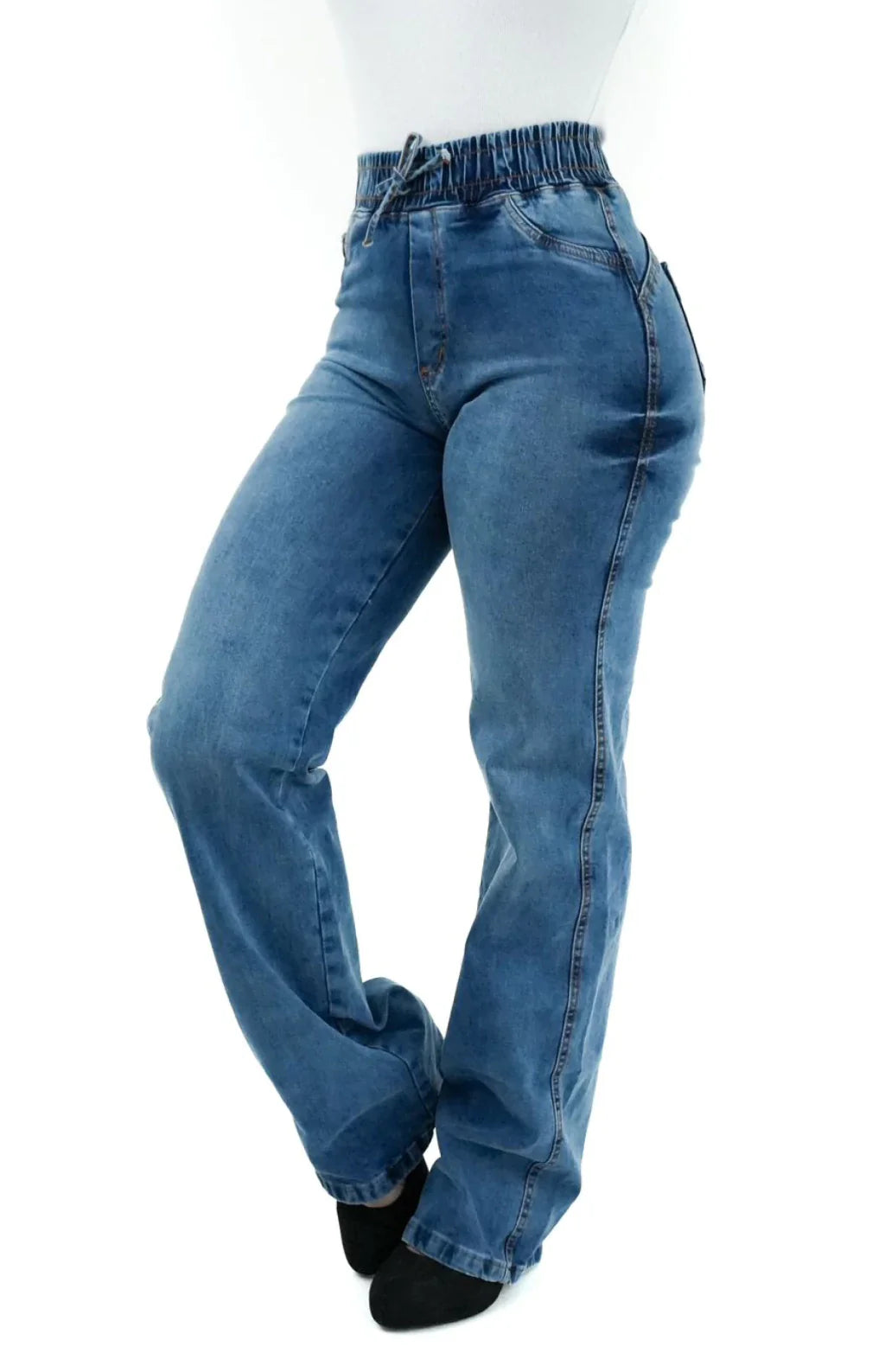 CALÇA JEANS FEMININA - WIDE LEG CINTURA ELÁSTICA MALDIVAS