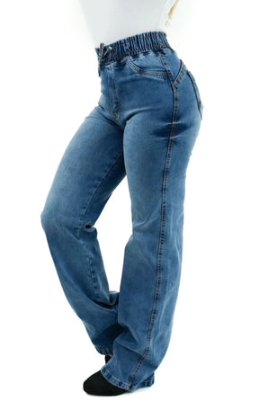 CALÇA JEANS FEMININA - WIDE LEG CINTURA ELÁSTICA MALDIVAS